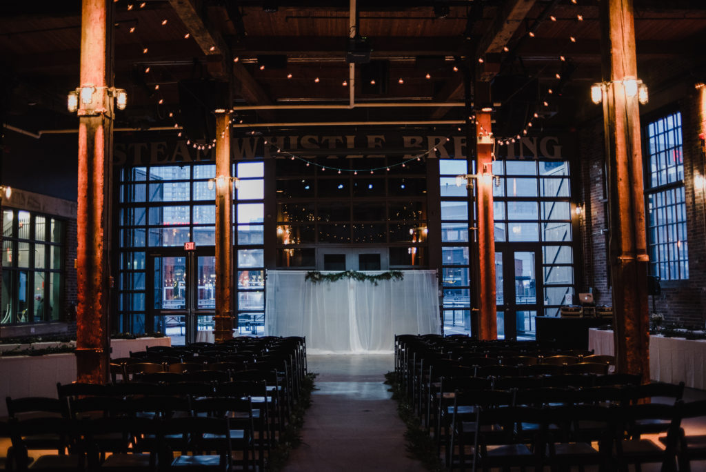 ceremony set up at steam whistle brewery